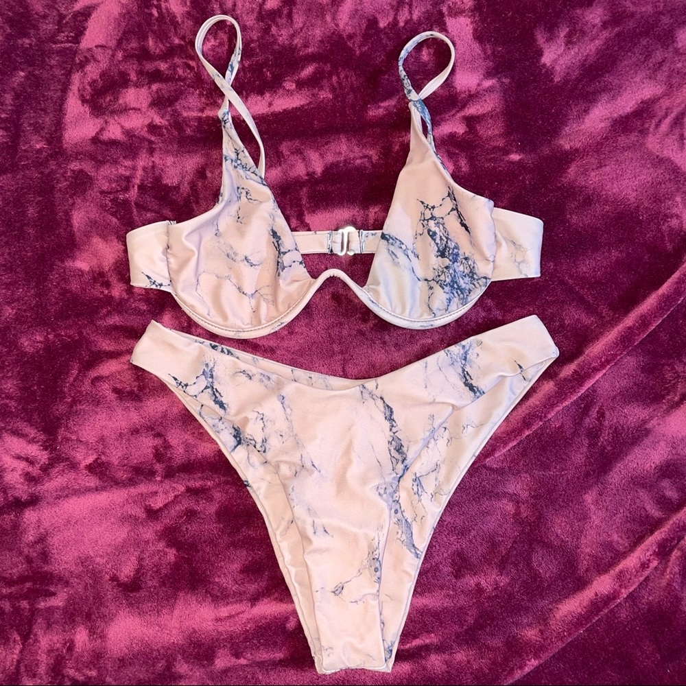EUC. SHEIN Brown Marble Print BIKINI